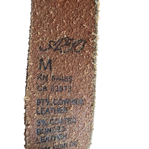 American Eagle Brown Leather Belt With Silver Buckle & Decorative Cutouts Size M - Picture 6 of 7